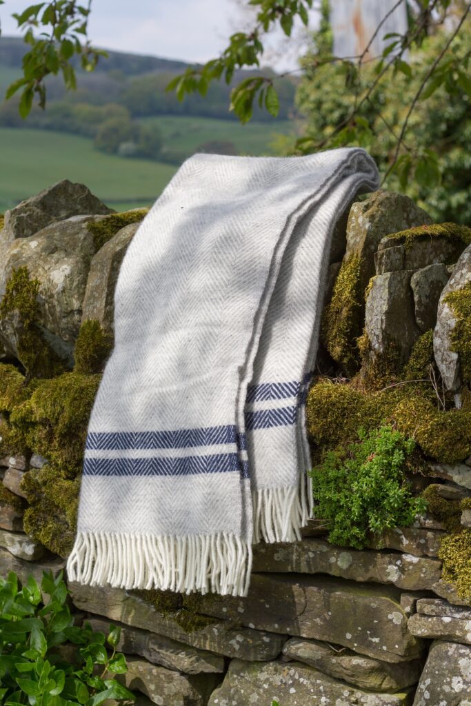 Grey and Denim Blue Wool Blanket Life Under Canvas